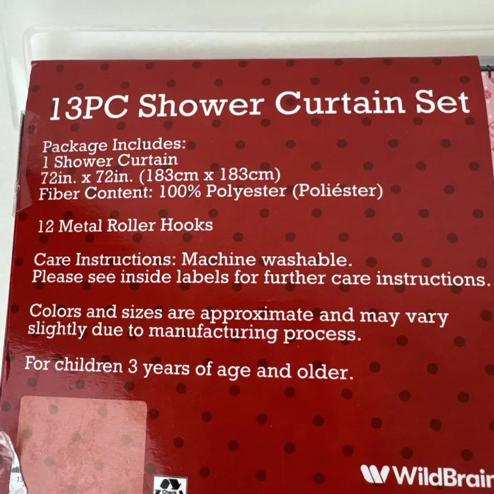 Strawberry Shortcake 13 Piece Shower Curtain Set 12 Metal Hooks 72
